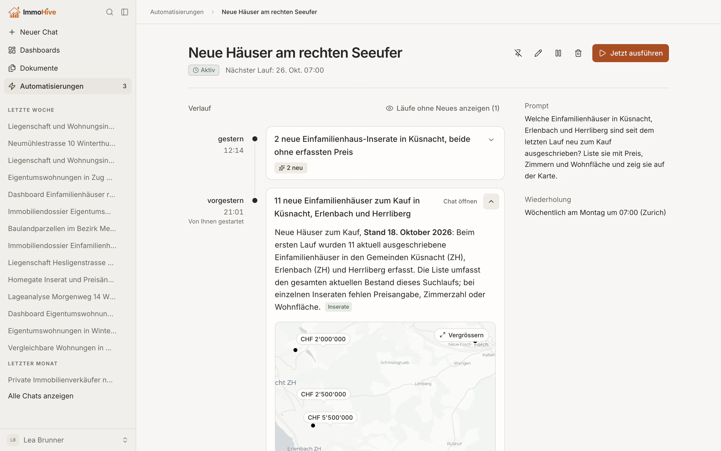 Eine Automatisierung, die meldet, was sich seit letztem Montag geändert hat